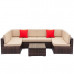 Weaving Rattan Sofa Set with 2pcs Corner Sofas & 4pcs Single Sofas & 1 pcs Coffee Table